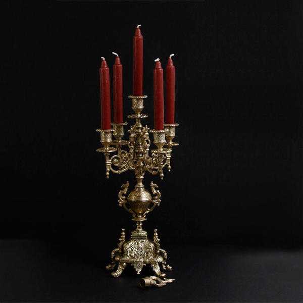 French Ornate Baroque Style Brass Candelabra at kode-store