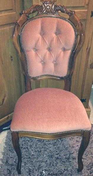 French Style Reproduction Dinning Chair - Upholstery - Dark Pink