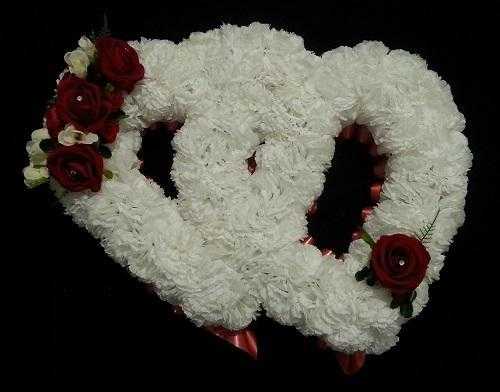 Funeral Floral Tributes Artificial Flowers Double Open Hearts