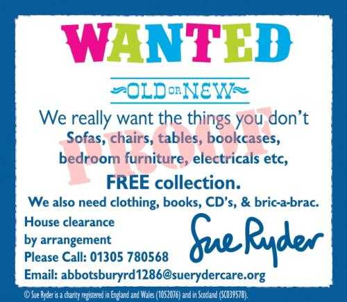 Furniture Wanted Sue Ryder Abbotsbury Road Weymouth