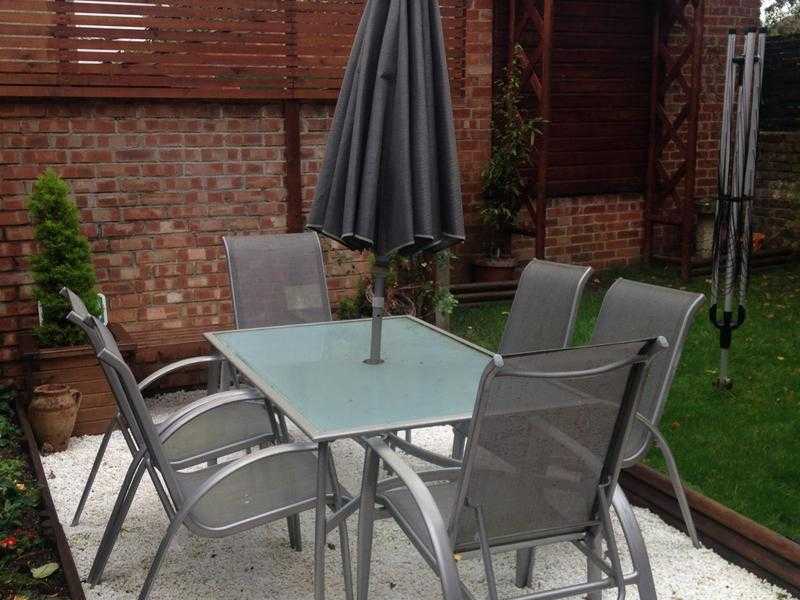 Garden Table, 6 Chairs amp Umbrella