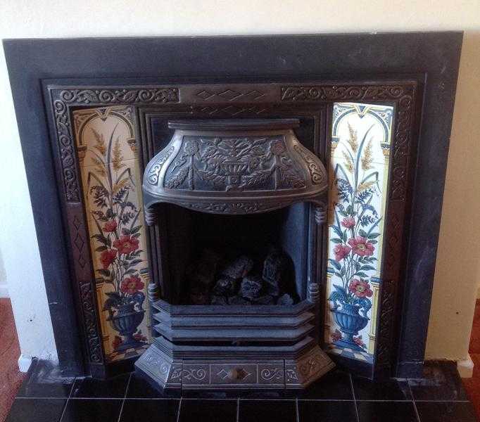 Gas fireplace with tile surround