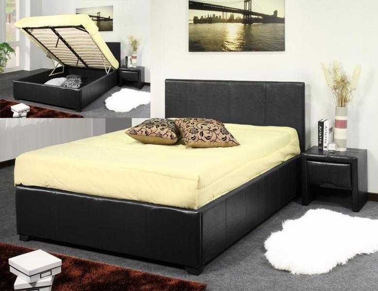 Gas Lift Up Leather Double Bed Frame Also in Single Or King