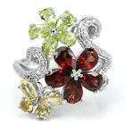 Gemstone Flower 925 Silver Ring