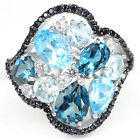 Genuine Multi BlueWhite Topaz amp Sapphire 925 Ring