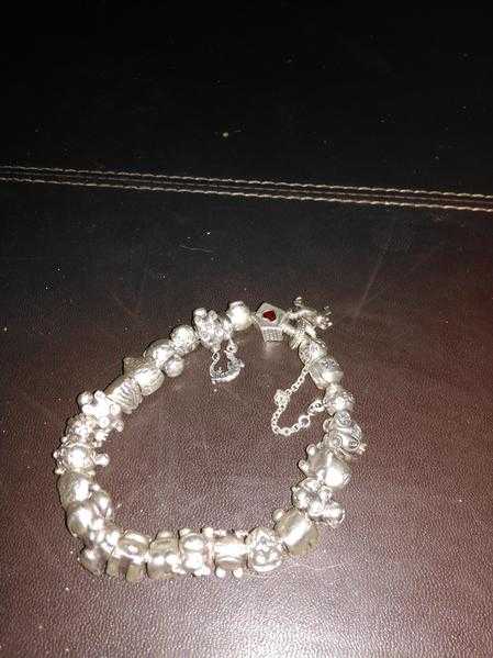 GENUINE PANDORA BRACELET WITH 23 CHARMS AND SAFETY CHAIN