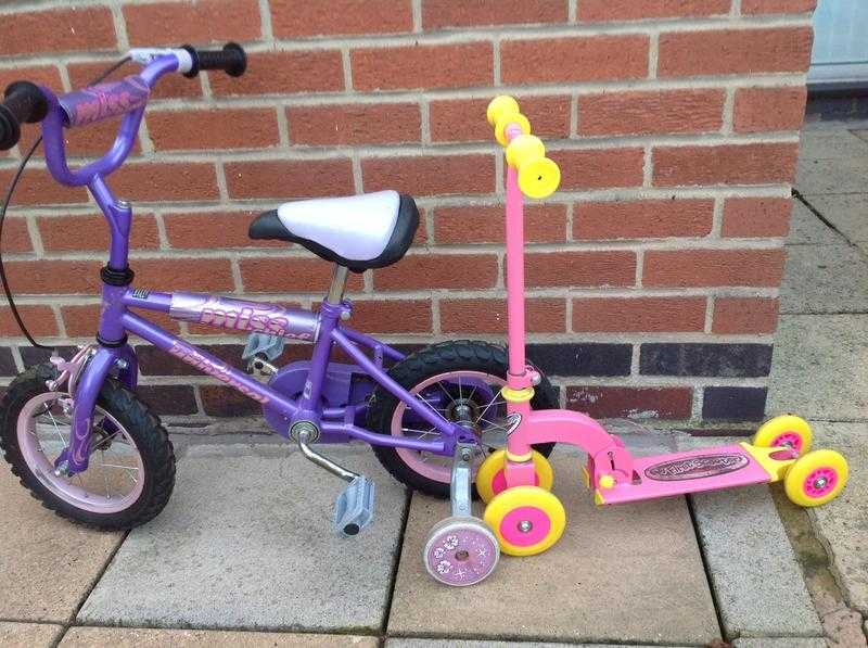 Girls bike and scooter