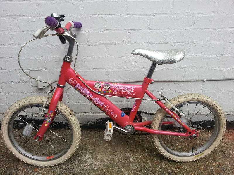 Girls Raleigh Polka Dot Bike - Pink, 16quot, suitable for ages 5 - 7 years