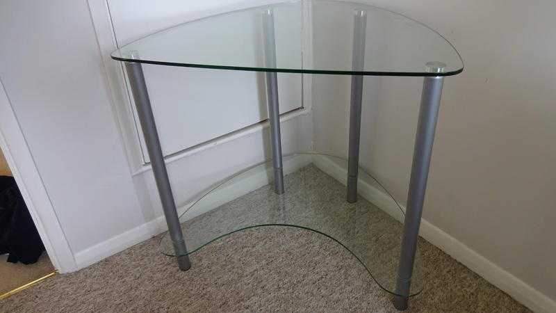 GLASS amp SILVER 2 TIER COMPUTER TABLE