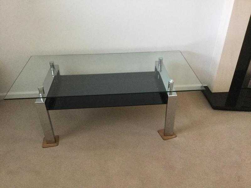 Glass and chrome coffee table