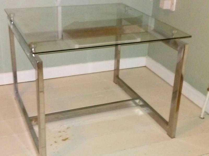 Glass and chrome square table