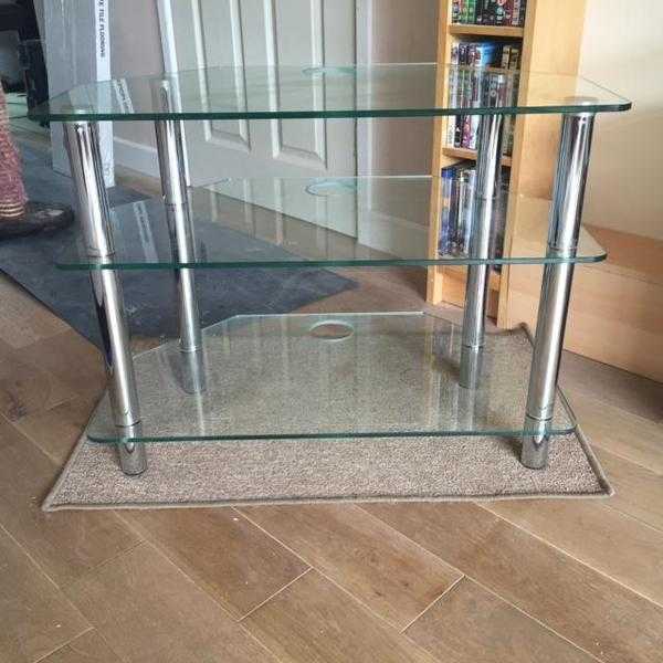 Glass and chrome TV stand