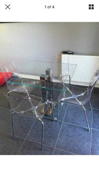 glass and Crome table and 4 chairs