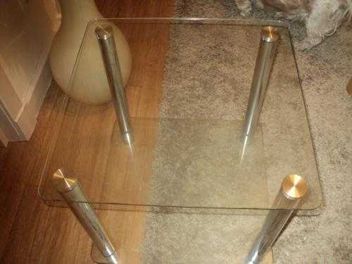 glass and wooden table