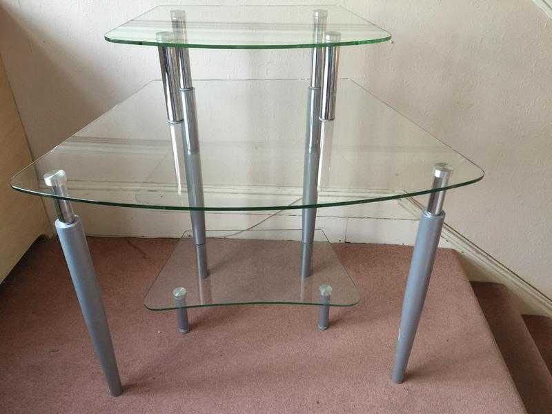 Glass computer desk