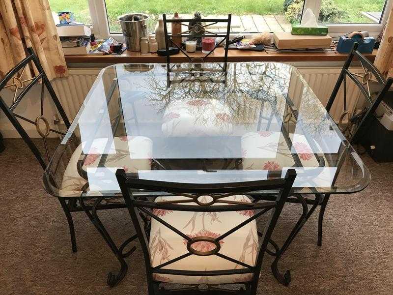 Glass dining table and chairs