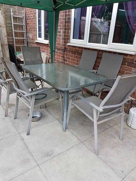 glass garden table 6 chairs