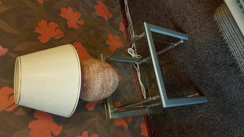 Glass Lamp Table and 4 Shelf glass unit
