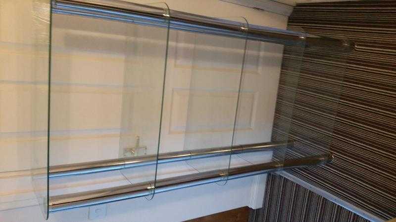 Glass shelving unit.