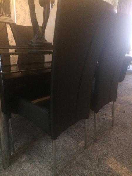 Glass table 6 leather chairs