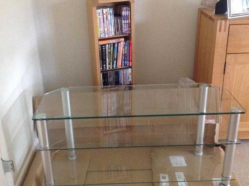 Glass three tier TV table