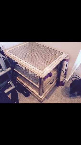 Glass topped coffee table