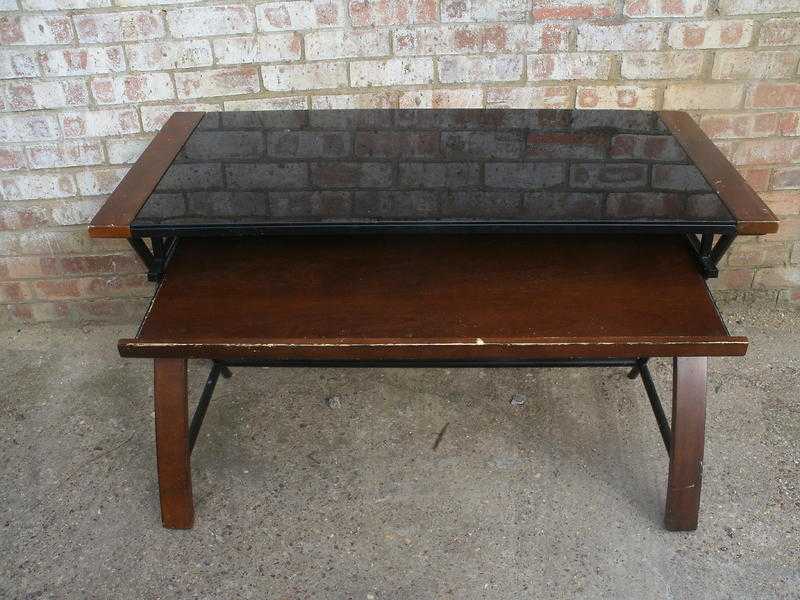 Glass topped computer table or table