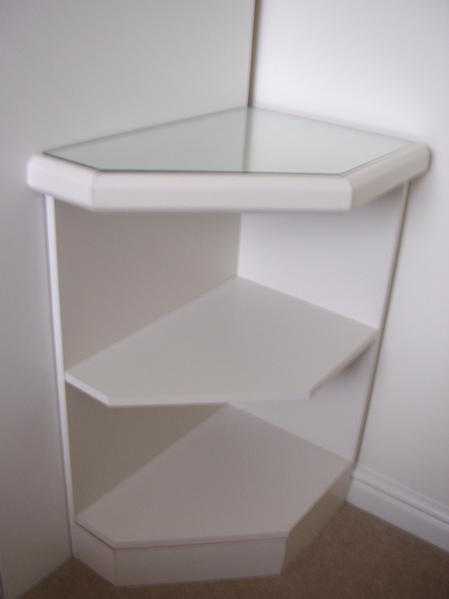 Glass topped corner unit - White