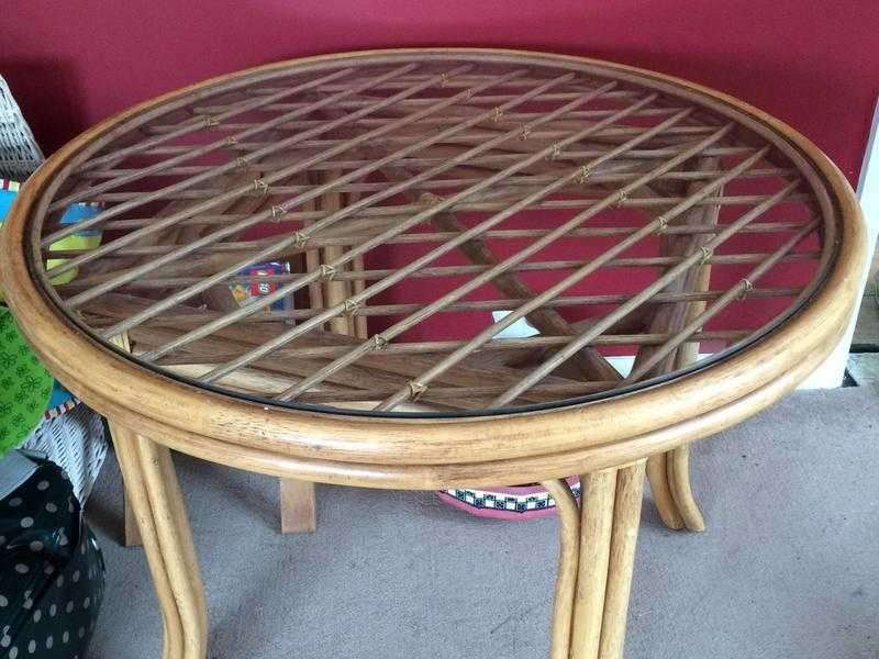 Glass topped table.