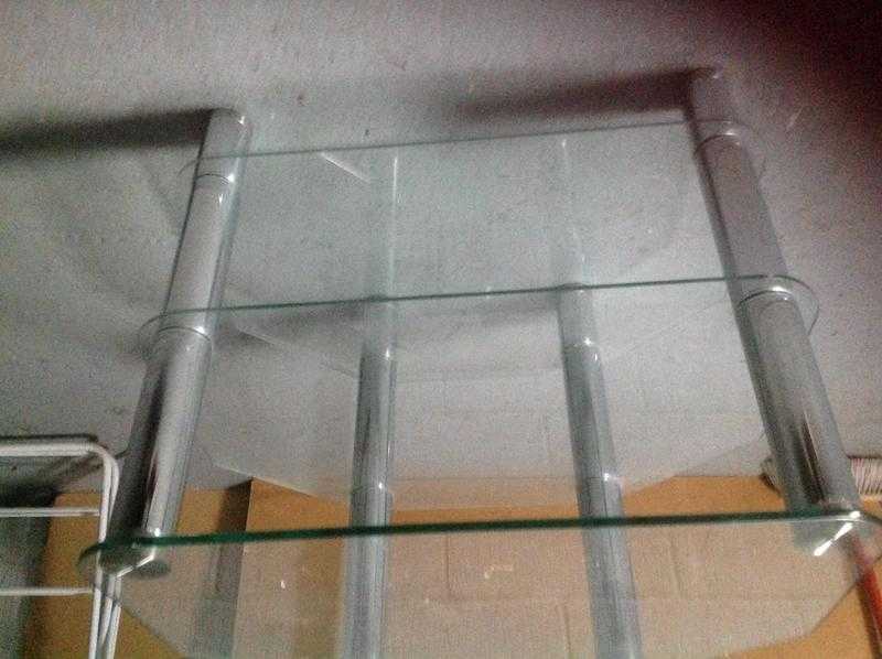 glass TV Table with shelves under