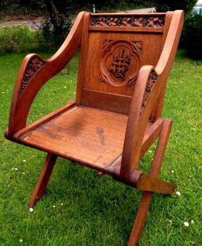 Glastonbury Chair, oak, church antique vgc