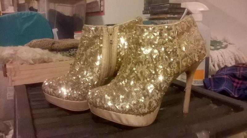 Gold Sequin Boots