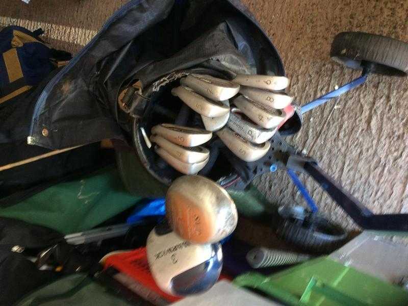 Golf clubs (adult) and trolley