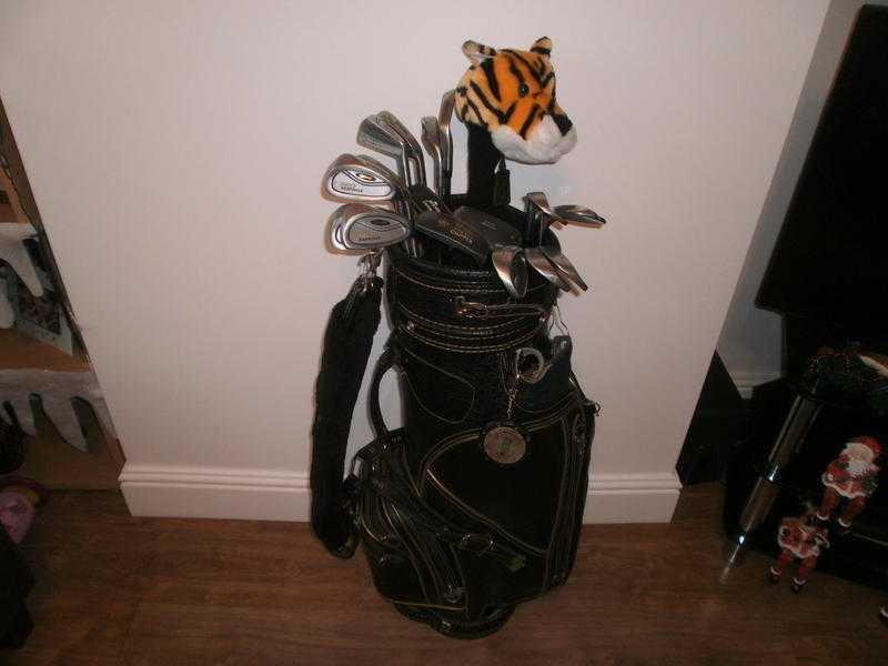 golf clubs and bag