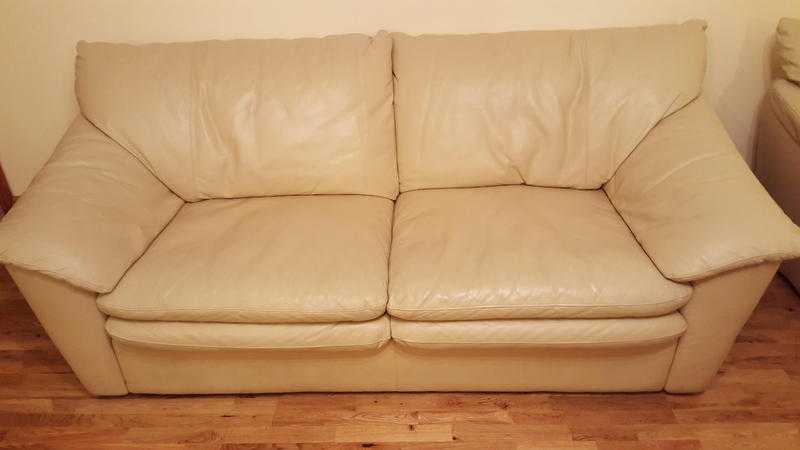 Good condition leather 4 piece sofa set (beige) for quick sale