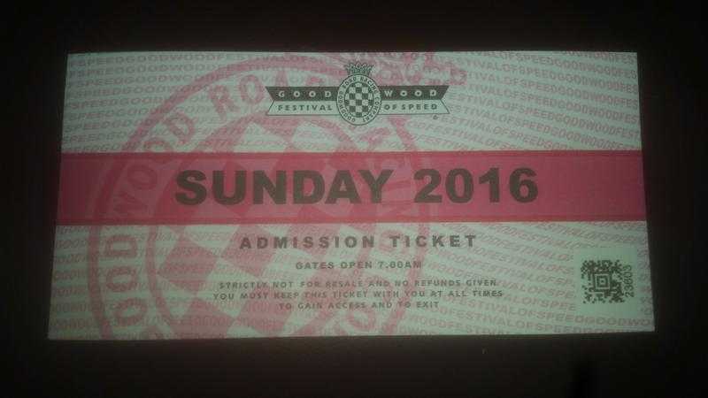 GOODWOOD FESTIVAL OF SPEED SUNDAY TICKET