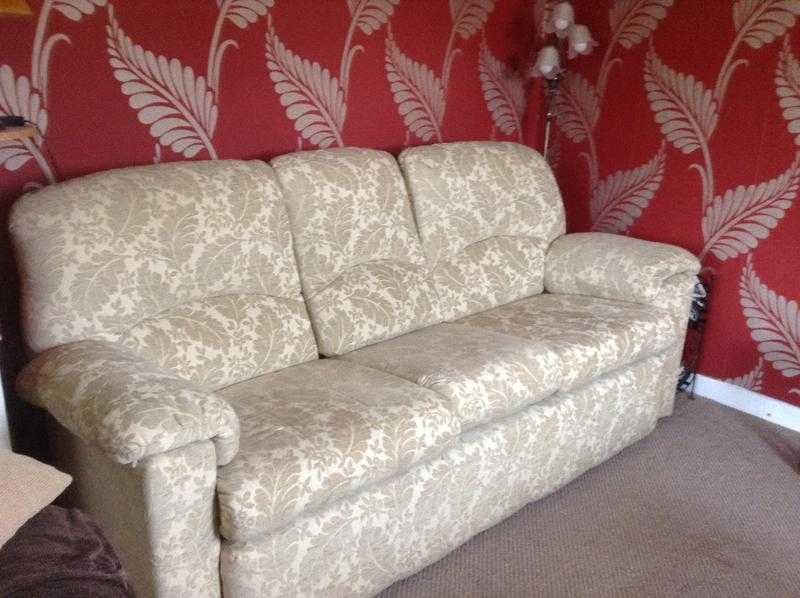 GPlan 3 piece suite. A large 3 seater sofa and chairs in cream.