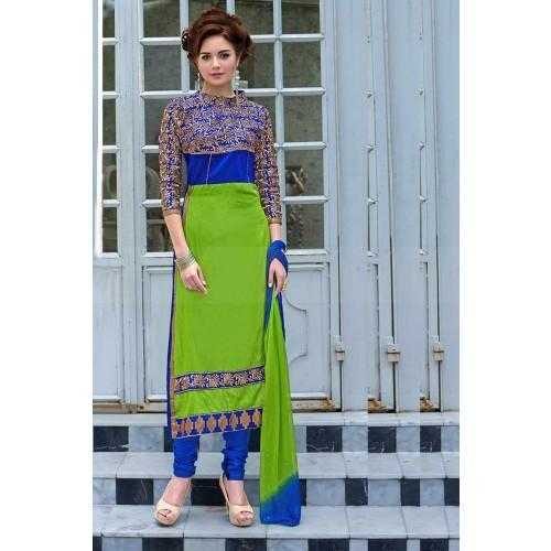 GREEN amp BLUE COLOR GLAZE COTTON CHURIDAR SUIT