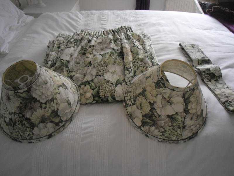 Green floral curtains and bedset