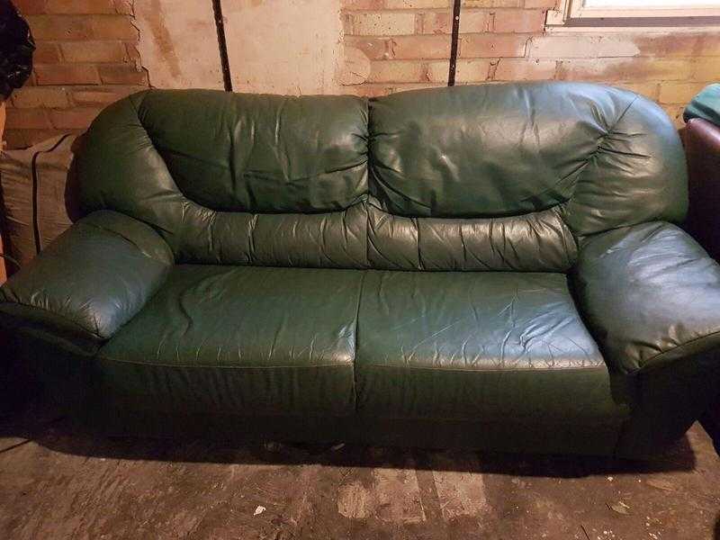 Green leather sofa for sale