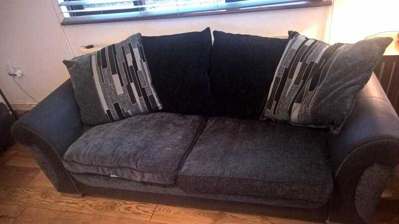 Grey and Black DFS Sofa and Pouffe