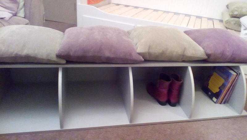 Grey bookcase or storage bench seat