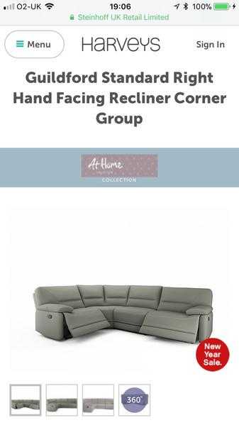 Guildford corner sofa electric recliner from Harveys