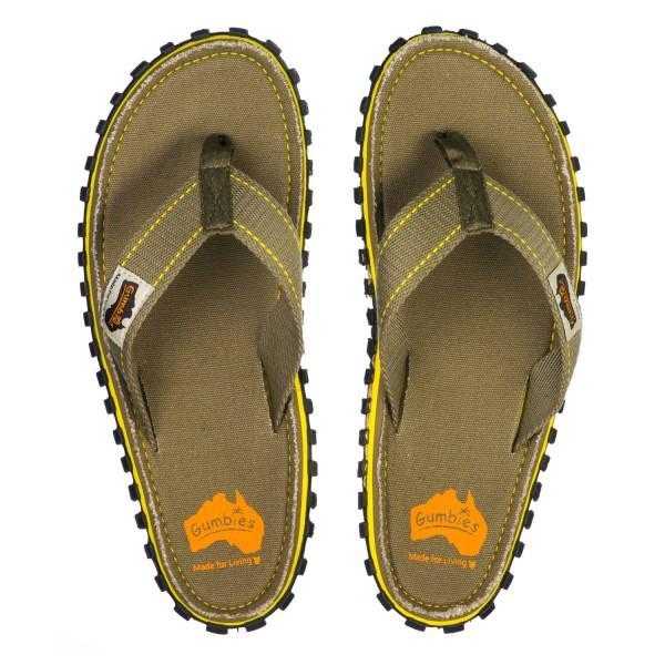 Gumbies - Islander Canvas Flip Flops Army Green