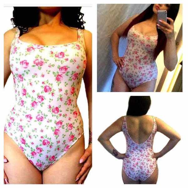 Gwisg - Beautiful  Cheshire Rose White Backless Body Suite