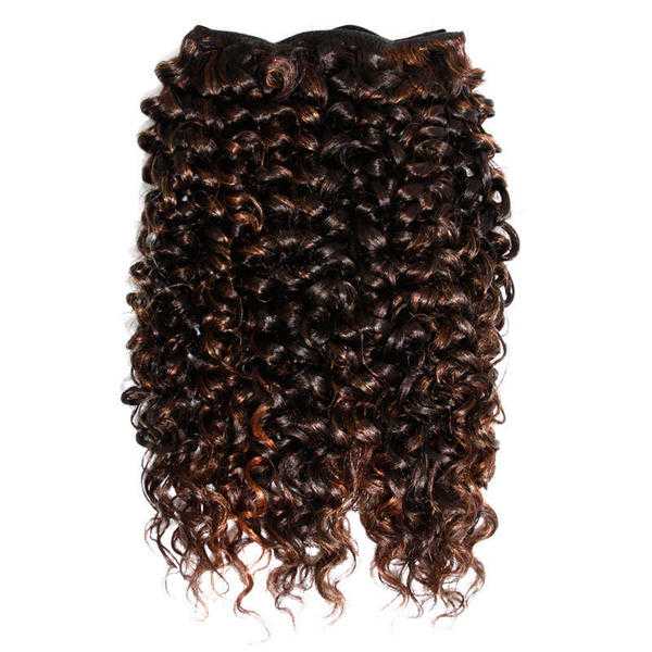 Hair Extensions Weave - Kinky Curly 22quot Dark Brown and Auburn Highlights