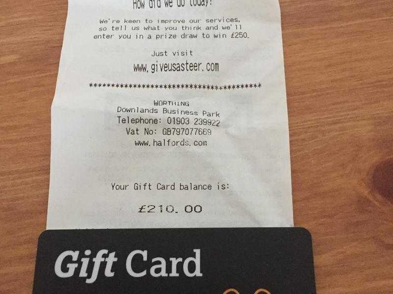 Halfords gift card