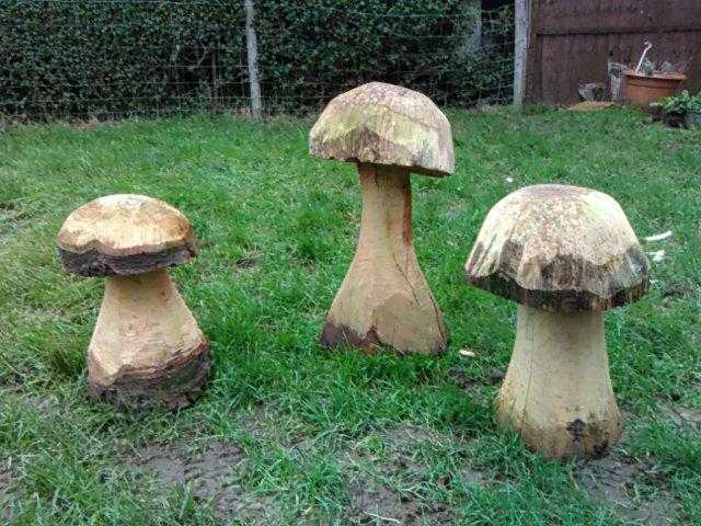 Hand carved mushrooms