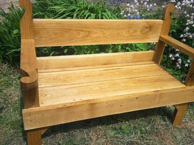 hand made oak garden bench