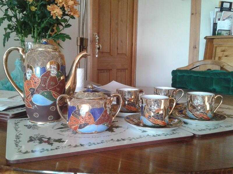 Hand painted Japanese coffee set